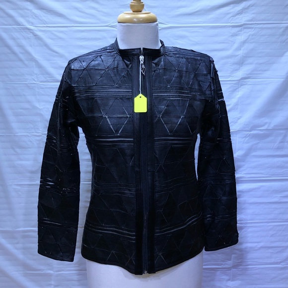 Black leather and mesh jacket - Picture 2 of 8